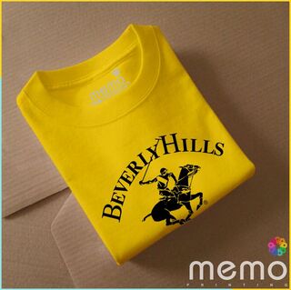 memo ygn Berverly Hills unisex Printing T-shirt DTF Quality sticker Printing-White (Small)