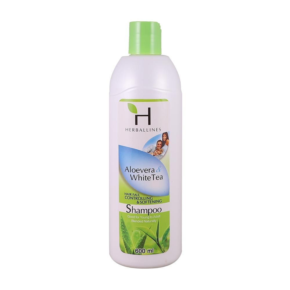 Herballines Hair Fall Controlling & Softening Shampoo 600ML (Aloe Vera & White Tea)