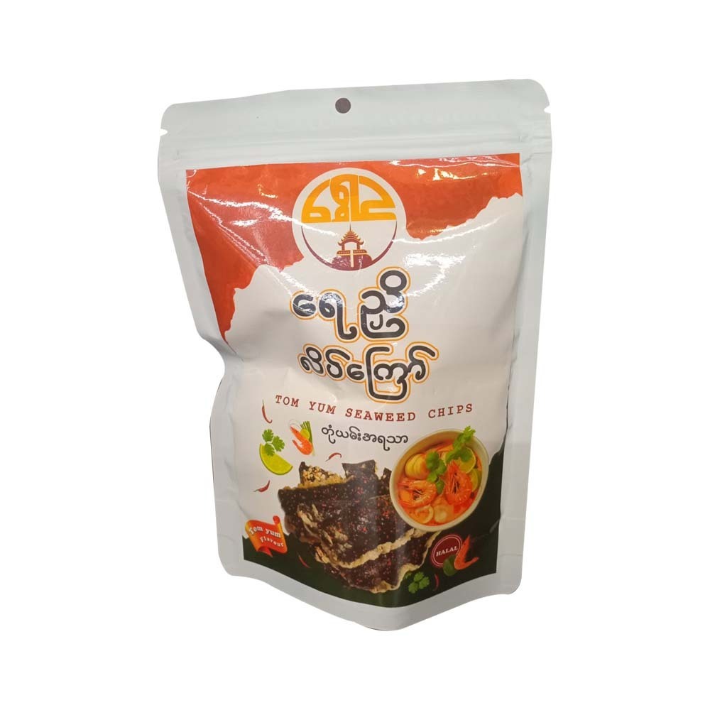 Shwe Au Crispy Seaweed Chips Snack Tom Yum 40G