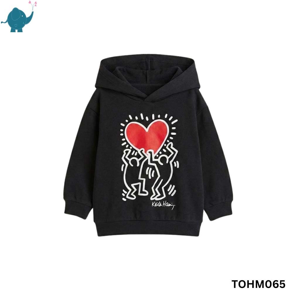 Max & Mia Kid Unisex Hoodie TOHM065 Black & White (S)