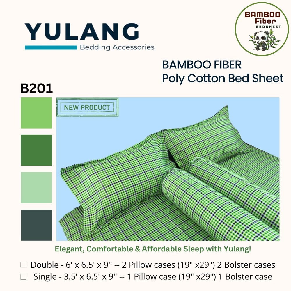 Yulang Bamboo Poly-Cotton Double Bedsheet 5PCS Set BF(D)-B201G