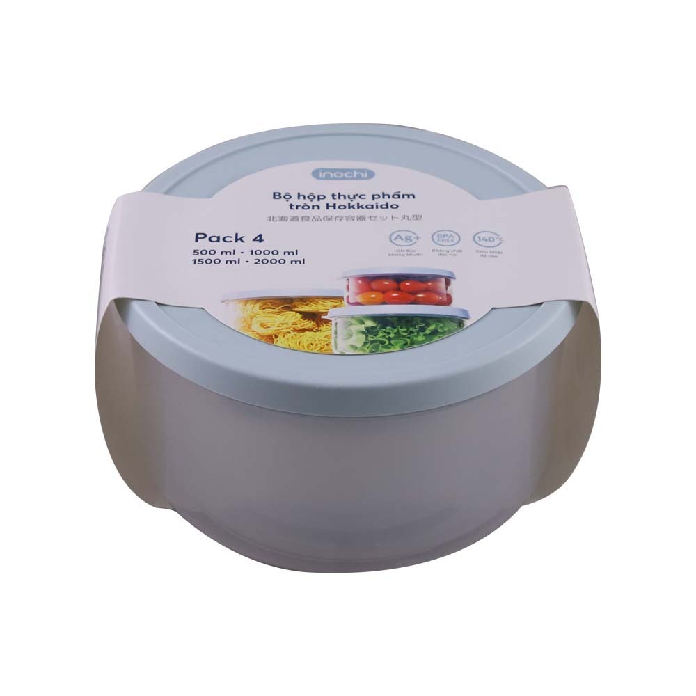 Inochi Hokka Round Food Cont 4PCS Hotr.Bo03