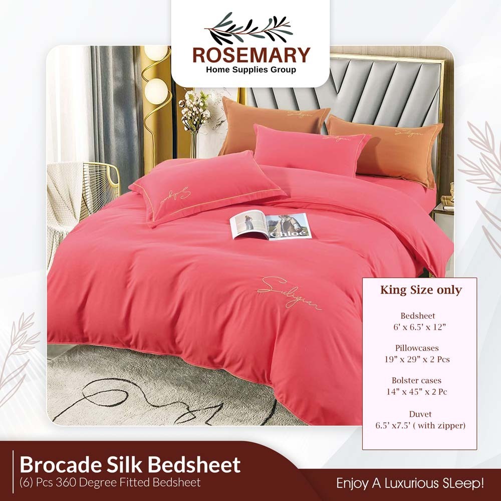 Rosemary Brocade Bedsheet Set with Blanket RM-RM-CLM-6PCS (BR-07)