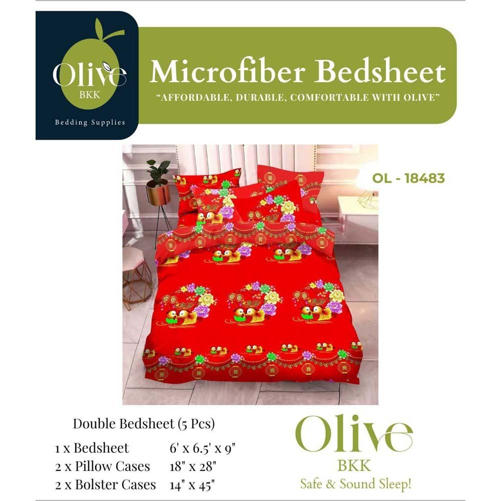Olive Microfiber Bedsheet (Double) OL- 18483D