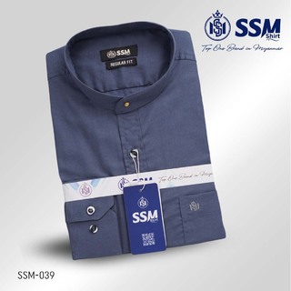 Mandarin Collar Shirt Long Sleeve Large (Purplish Blue) SSM-O-P-S-060