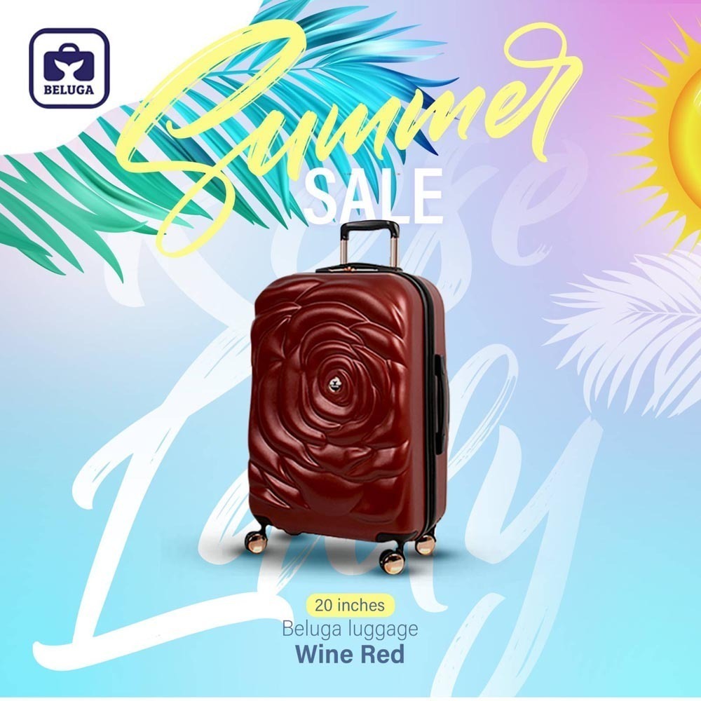 Beluga 20 Inches Luggage Rose Lady Wine Red