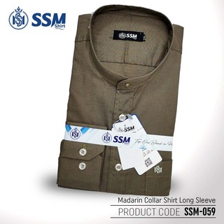 Madarin Collar Shirt Long Sleeve SSM-O-M-L-030 (Dark Brown) Double Extra Large