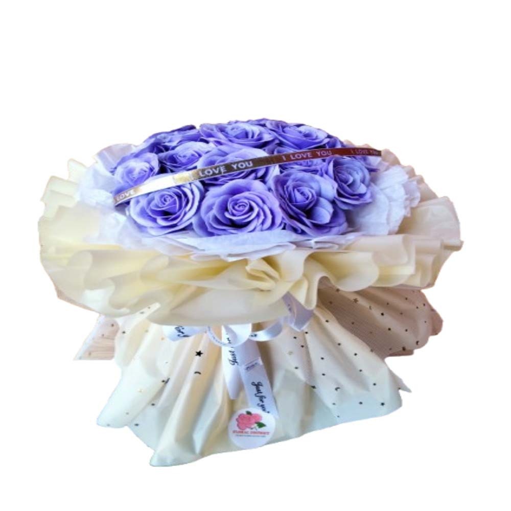 Floral District Light Orange Purple Artificial Rose Bouquet