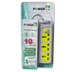 Power Plus 3 Way Socket (1Switch+3Meter) Grey+Green PPE301I3M