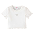 Toddler Girl Heart Hollow Out Lettuce Trim Rib-Knit Tee White 20650548