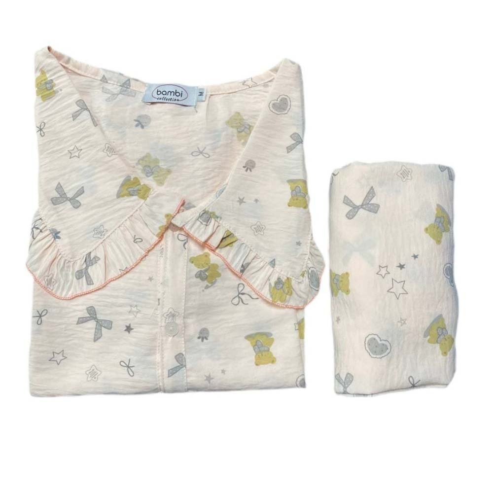 Bambi Womenwear Cottonpuff Oneset S/L Pink AA0059 XL