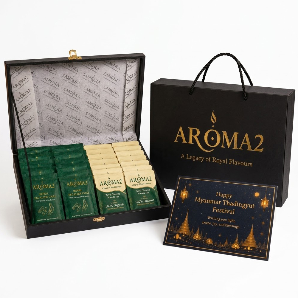 Aroma 2 - Luxury Tea & Premium Gifting Thadingyut Leather Box Set (4)