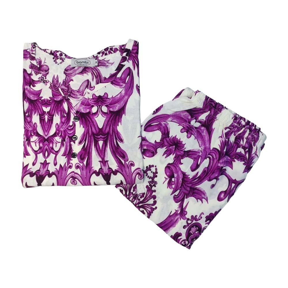 Bambi Womenwear BKK Spun Kanote Oneset D-2 S/L Violet AA0061 Medium