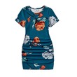 Family Matching Colorblock Short-Sleeve Top And Allover Floral Print Drawstring Ruched Side Bodycon Dresses Sets 20705689