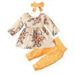 Baby Pretty Floral Dress Top And Polka Dots Pants With Headband Set 3PCS 19440403