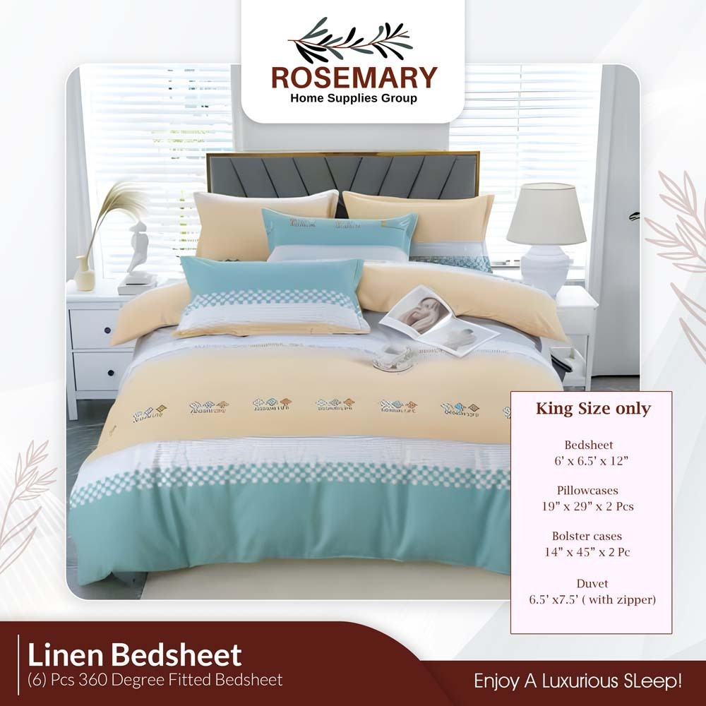 Rosemary Linen Bedsheet Set with Blanket RM-LN-BSD-7PCS-1001 (LN-08)