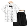 Kid Boy Allover Print Short-Sleeve Bow Tie Shirt And Black Shorts Set 2PCS 20624410