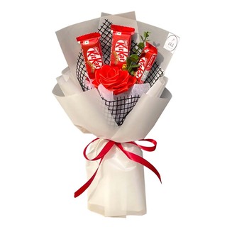 Handmade Artificial Rose & 3KitKat Chocolate Bouquet (Black)