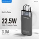 Konfulon A38Q (10000mAh Fast Charging 22.5W Built-in Cable Power Bank) Black