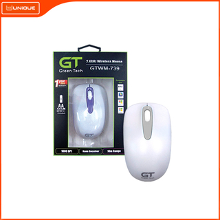 GTWM-739 Wireless Mouse L102 X W60 X H39MM (White+Light Green) 082016