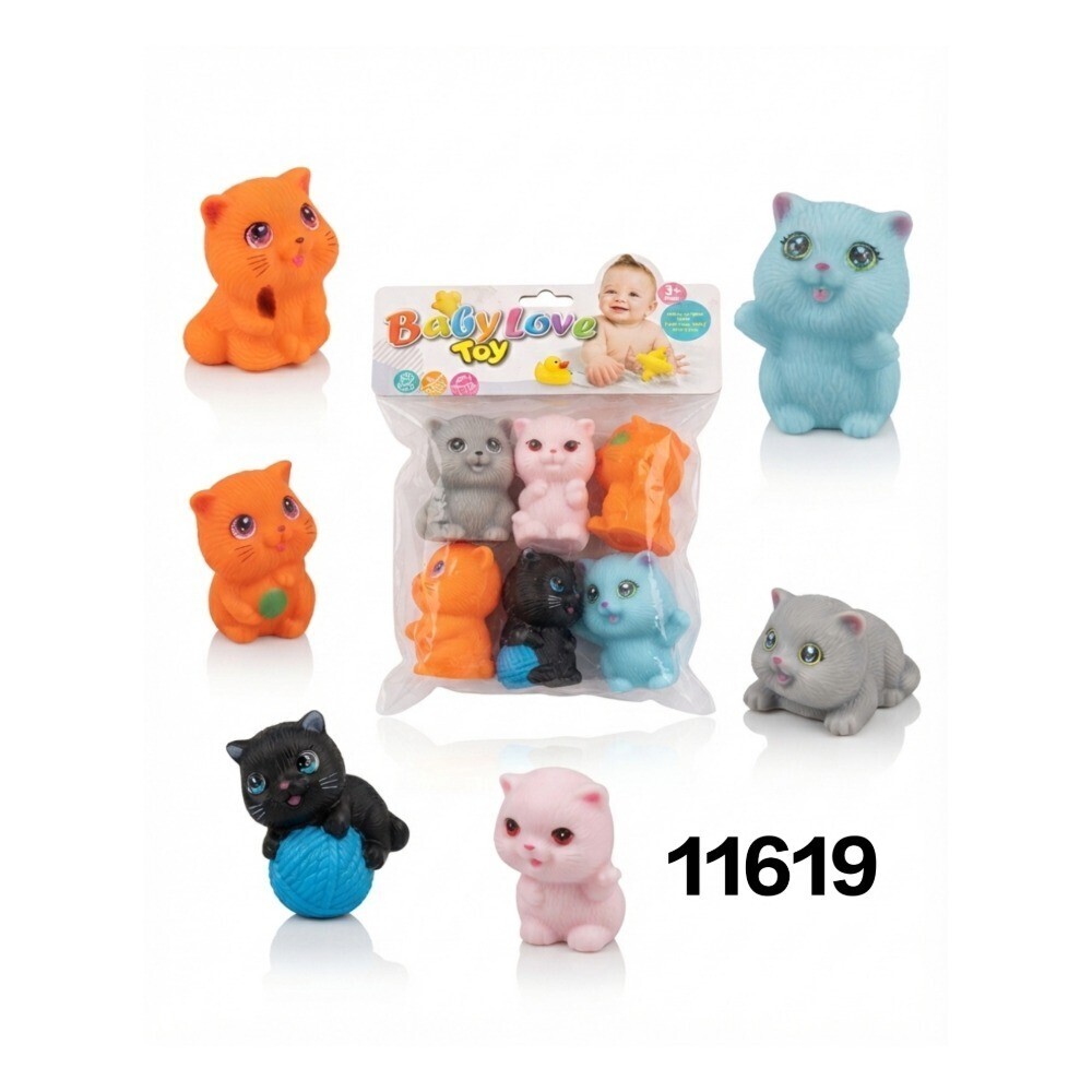 Baby Cele Cute Squeeze Cat Squeaky Toys Set 6PCS 11619