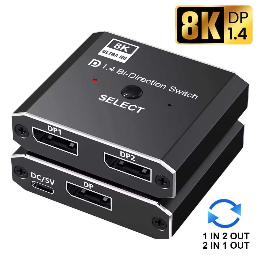 Display Port 8K DP1.4 Bi-Directional Switcher Splitter With Remote Control HUM0001042E