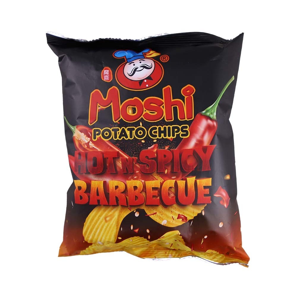 Moshi Fried Potato Chips Hot & Spicy BBQ Flavour 50G