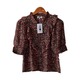 Kudos Floral Chiffon Woman Blouse  B-011 Reddish Brown  Small