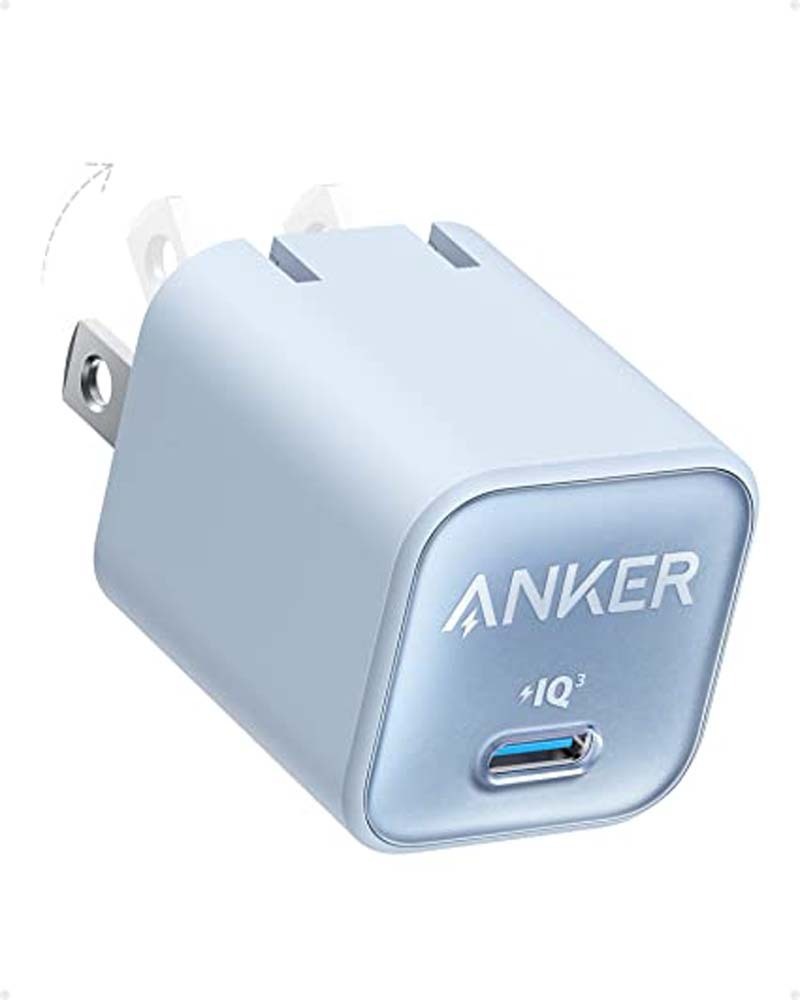 Anker 511 Nano 3 USB-C GaN Charger 30W PIQ 3.0 Foldable PPS Fast Charger Blue