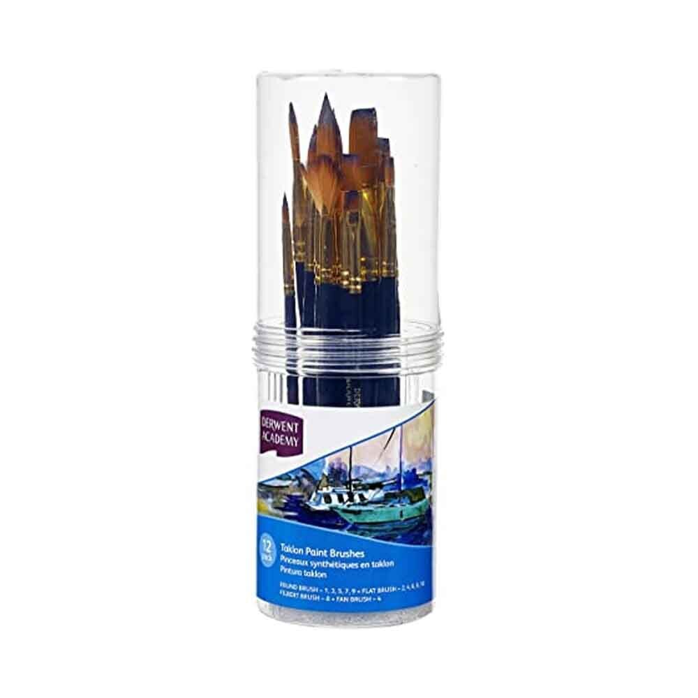 Derwent Taklon Paint Brushes 12 Pack