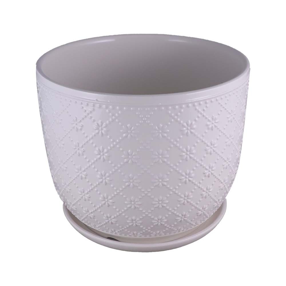 Porcelian Flower Pot With Base 20X20X20CM (Large)