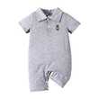 Baby Boy Bear Embroidered Polo Collar Button Up Short-Sleeve Jumpsuit (9-12 Months) 20379076