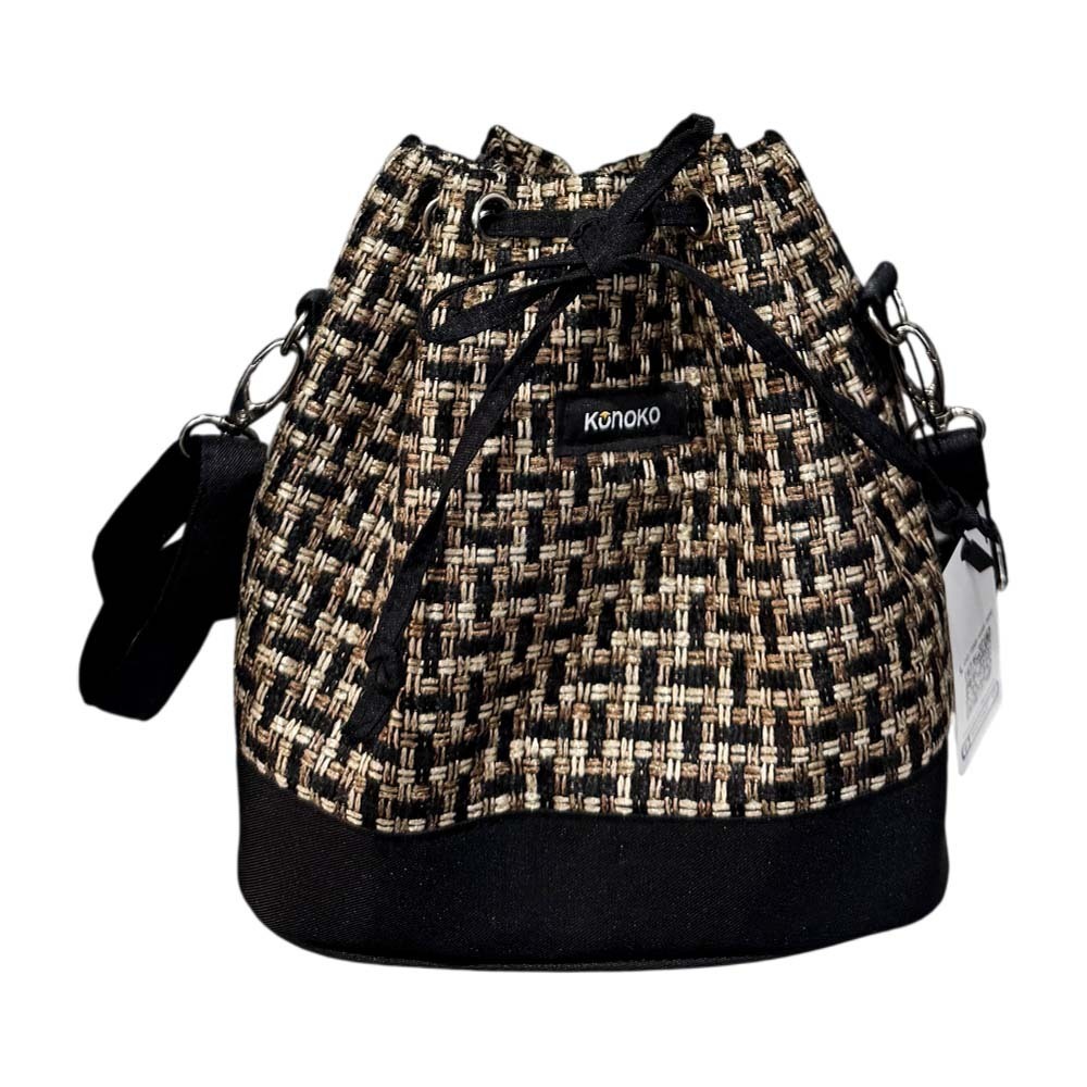Konoko Bucket Bag (Black Tweed)