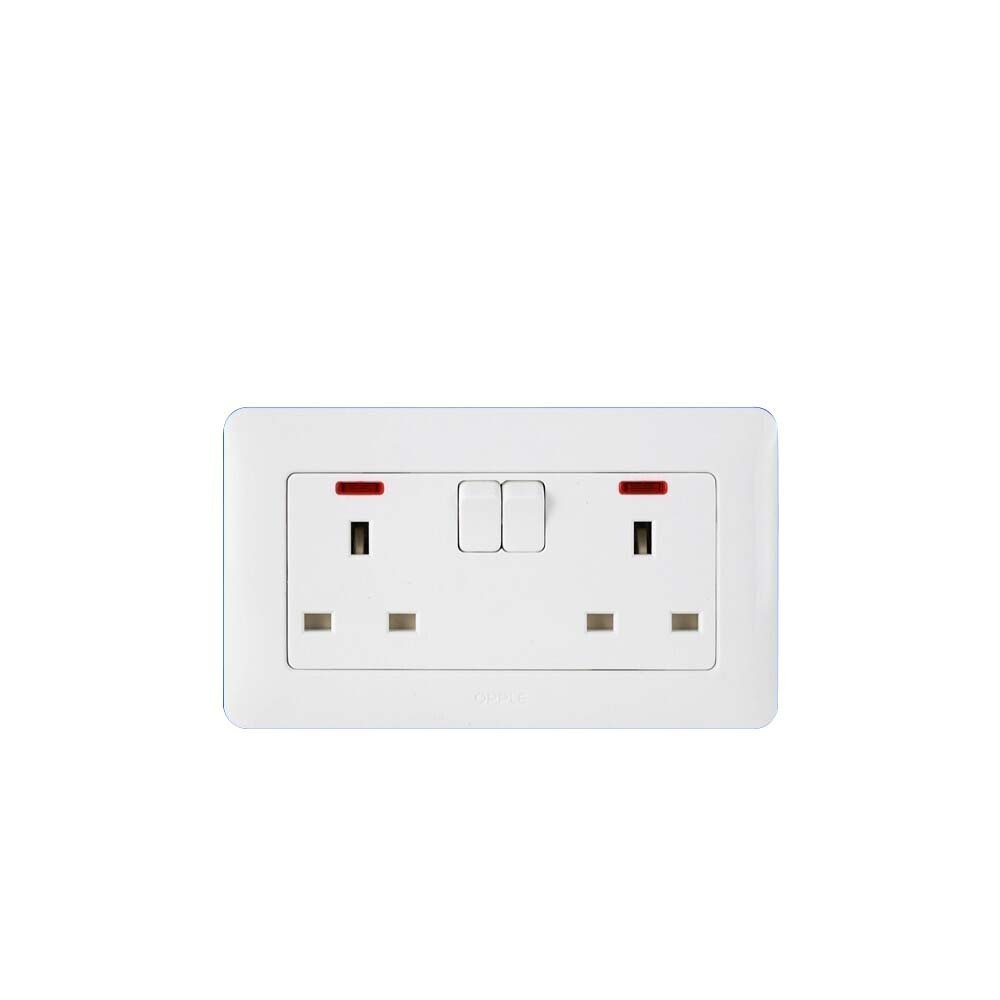 OPPLE OP-C01376A-13A (3 pin BS twin+switch)(neon) Switch and Socket (OP-20-034)