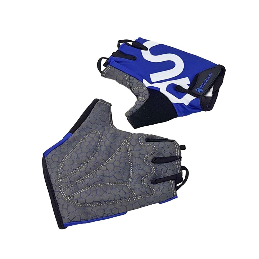 Burtono Fingerless Padded Cycling Gloves FIT-BT-GH1C-Blue-Large