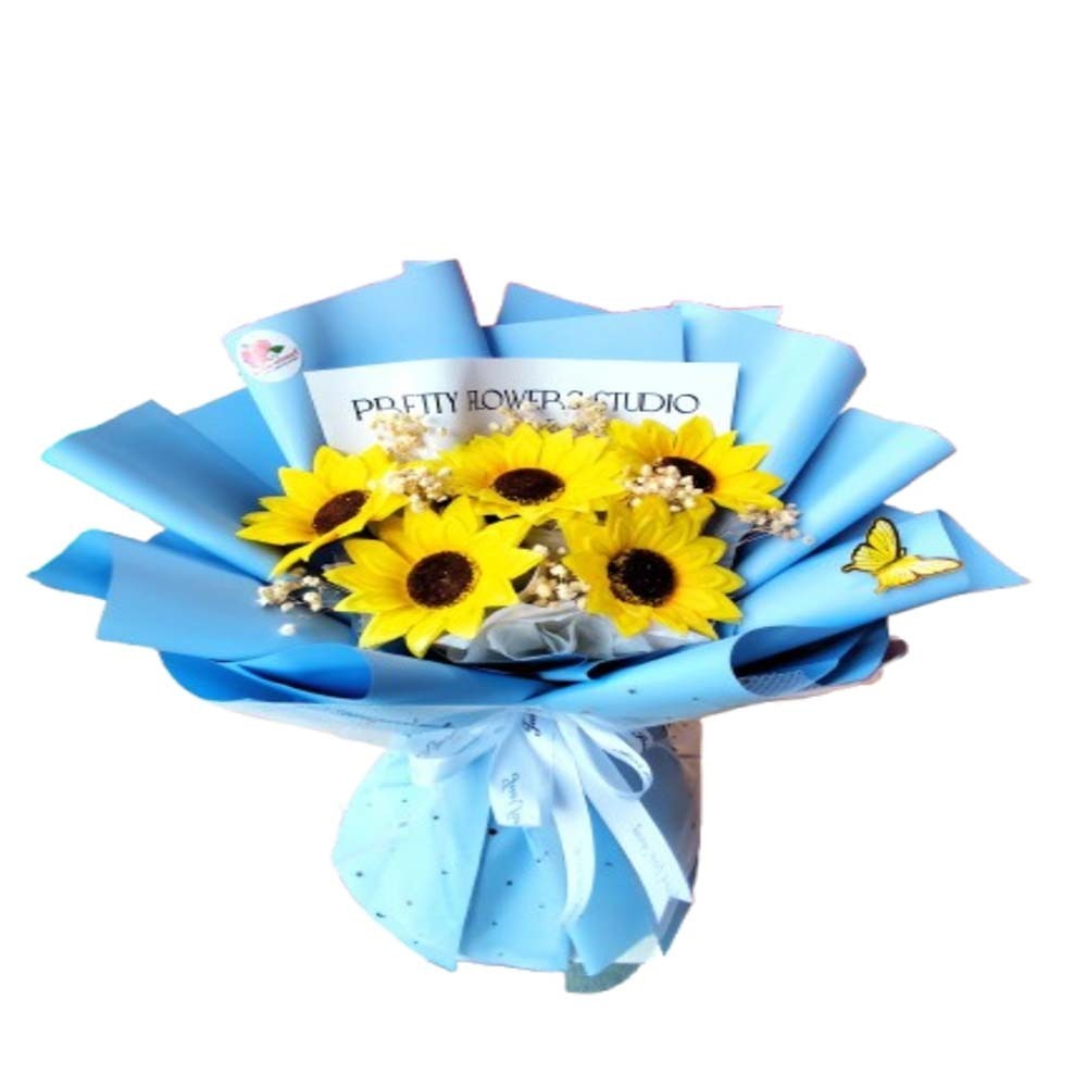 Floral District Artificial 5 Sunflower Bouquet