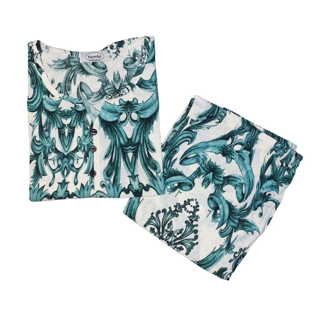 Bambi Womenwear BKK Spun Kanote Oneset D-2 S/L Green AA0061 Medium