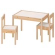 Ikea Lätt Children'S Table With 2 Chairs, White/Pine Wood 101.784.13