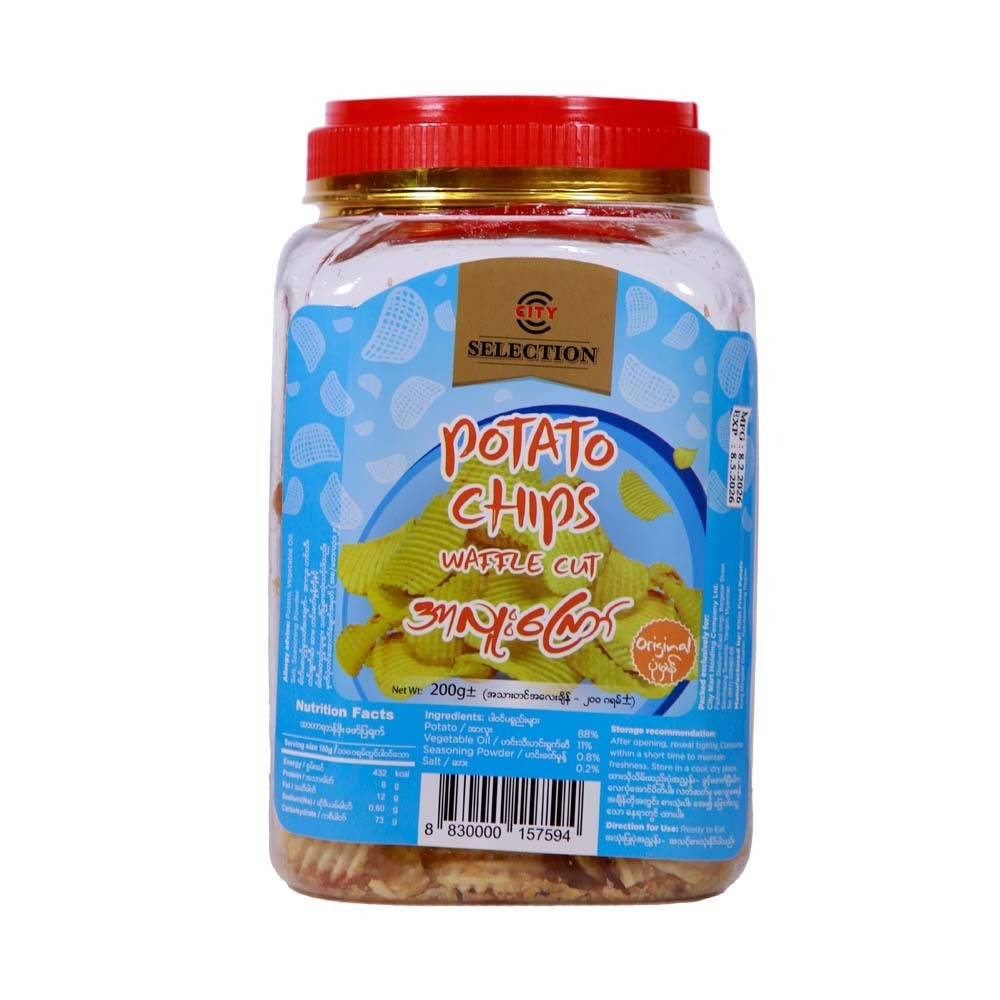 City Selection Potato Chips Waffle Cut Orig 200G