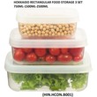 Hokkaido Rectangular Food Storage 3 Set Box 750 Ml -1500 Ml - 2500 Ml HIN.HCON.B001 (238x165x84MM)