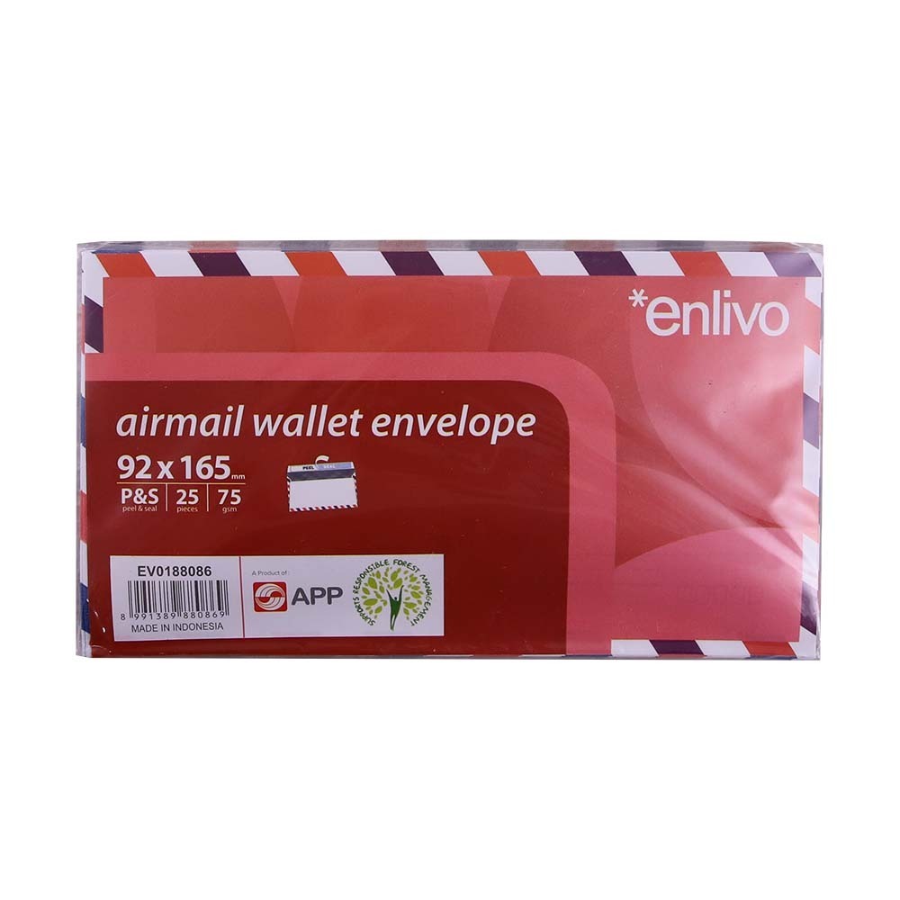 Enlivo Airmail Wallet Envelope 92X165MM EVO188086