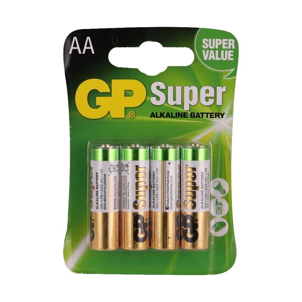 GP Super Alkaline Battery AA Size 4PCS GP15A-2U4