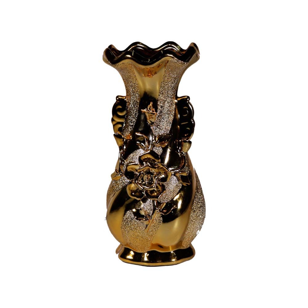 Amly Rose Flower Vase 10in (Gold)