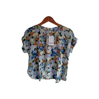 Kudos Floral Chiffon Woman Blouse Magenta Pink B-007 Large