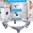 Fridge & Washing Machine Stand with 360 ° Degree Rotation Wheels (Silver) 30CM X 10CM X 5CM