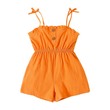 Girl Bowknot Design Stripe/Floral Print/Orange Cami Romper (4-5 Years) 20361580