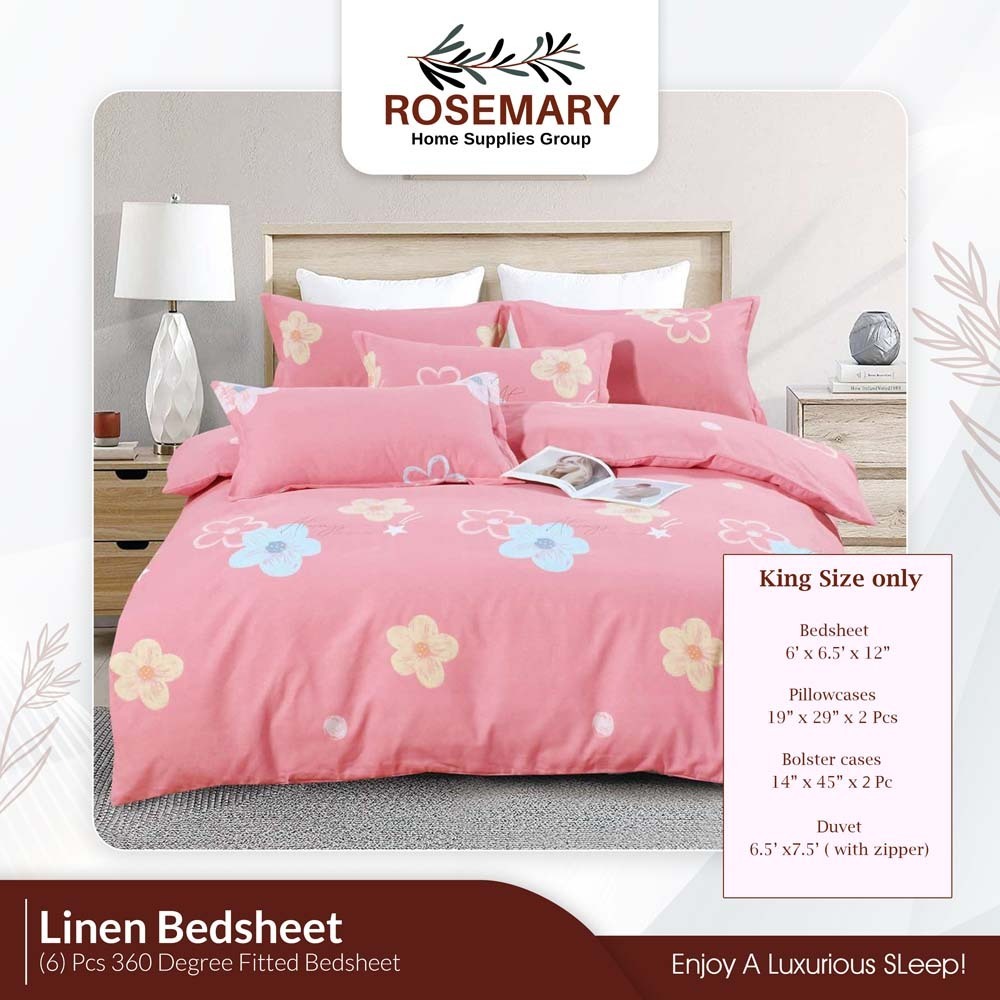 Rosemary Linen Bedsheet Set with Blanket RM-LN-BSD-7PCS-1001 (LN-06)