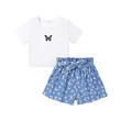 Kid Girl Butterfly Print Short-Sleeve Tee And Belted Shorts Set 2PCS 20581825