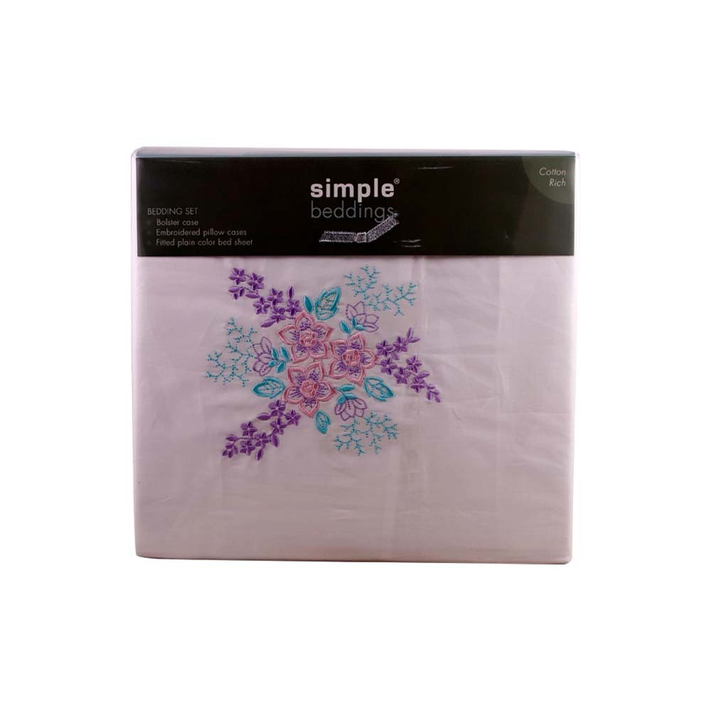 Simple Bed Sheet 3PCS 3.5ftx6.5ftx9in White (Fit)