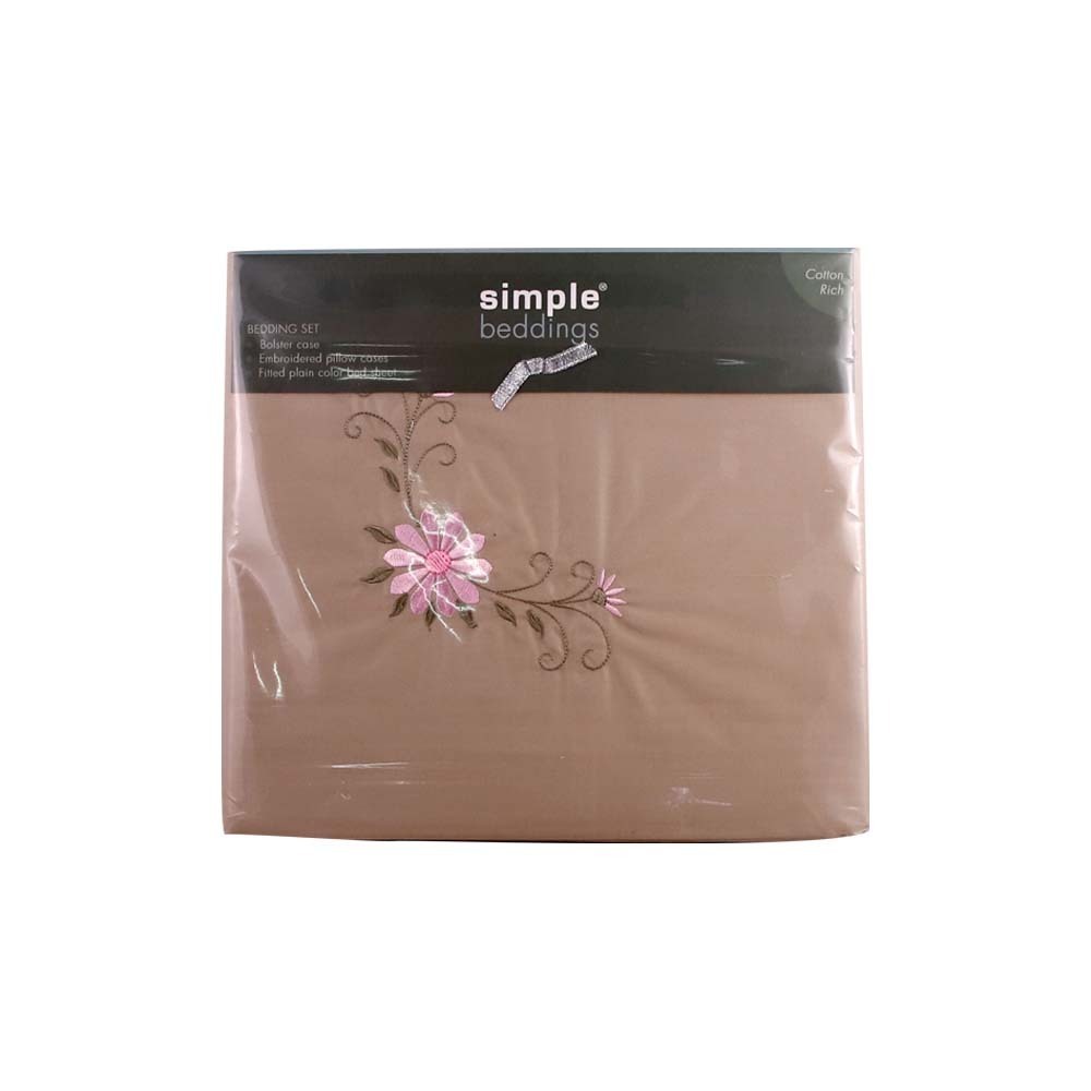 Simple Bed Sheet 3PCS 3.5ftx6.5ftx9in Khaki (Fit)